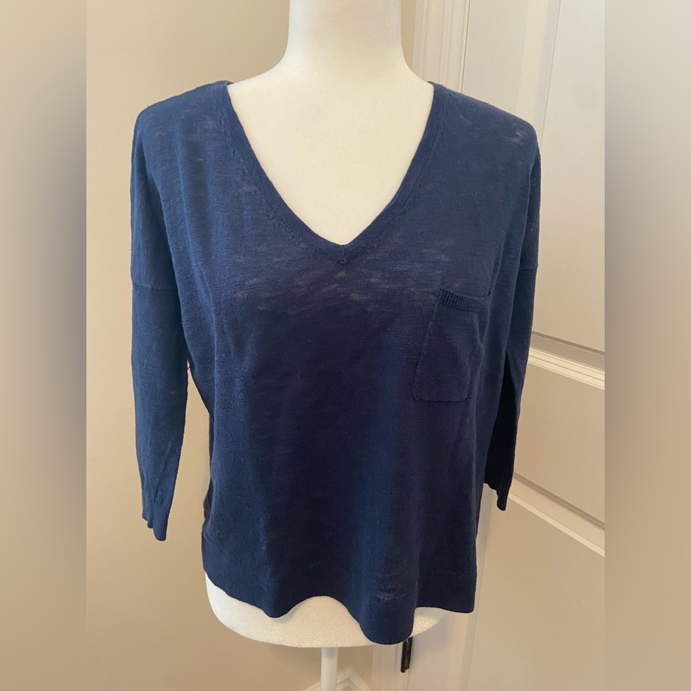 C&C California Linen Cotton Sweater Navy XS